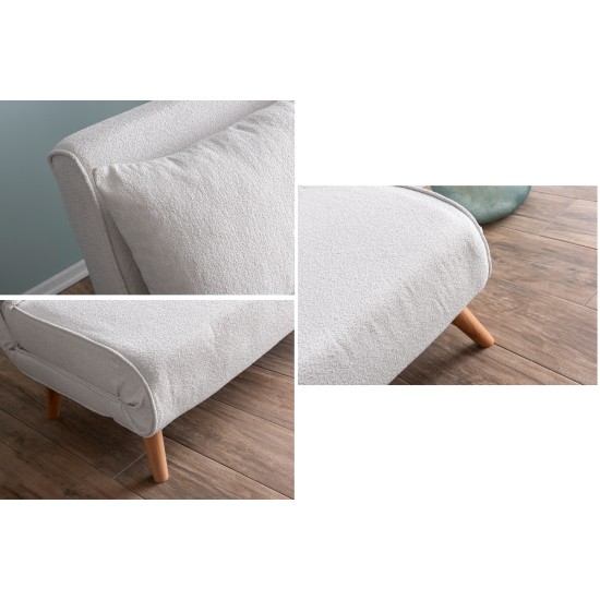 2-Seat Sofa-Bed Folde 2-Seater - Teddy Fabric - White White 2-Seat Sofa-Bed Folde 2-Seater - Teddy Fabric - White White