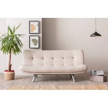 3-Seat Sofa-Bed Misa Small Sofabed v3 - Cream Cream