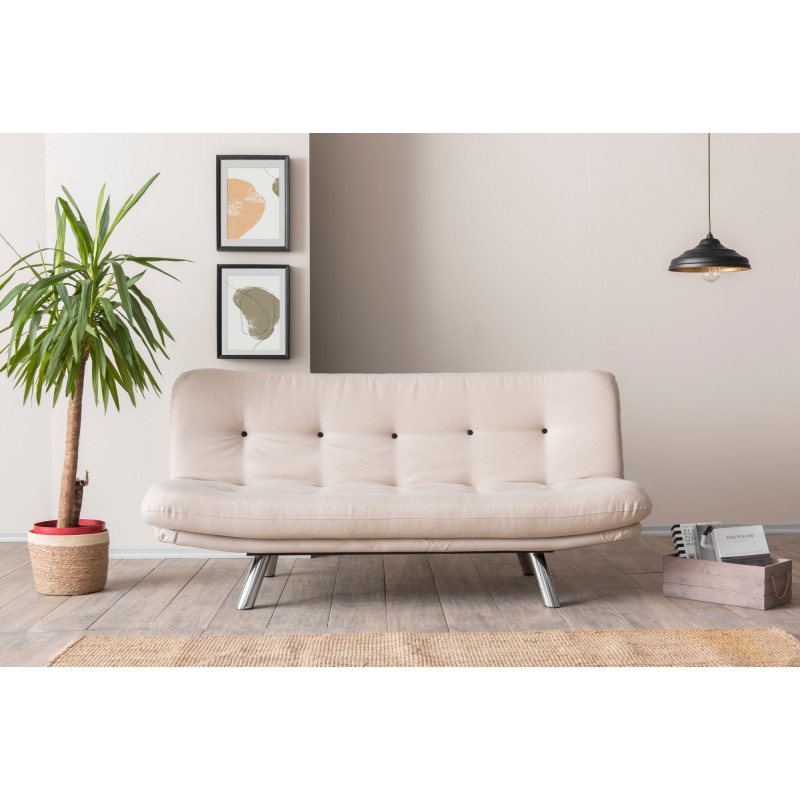 3-Seat Sofa-Bed Misa Small Sofabed v3 - Cream Cream