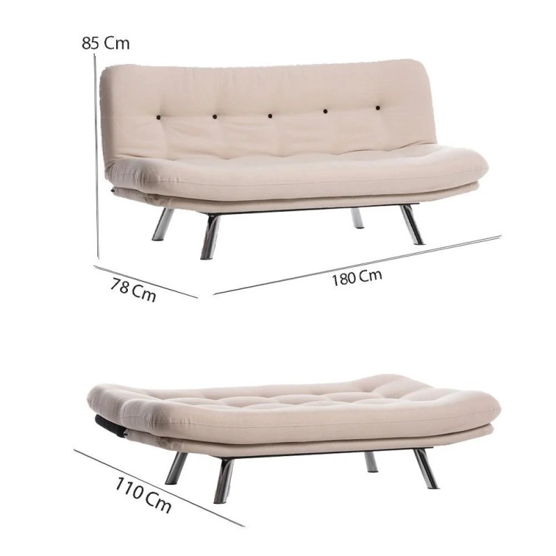 3-Seat Sofa-Bed Misa Small Sofabed v3 - Cream Cream