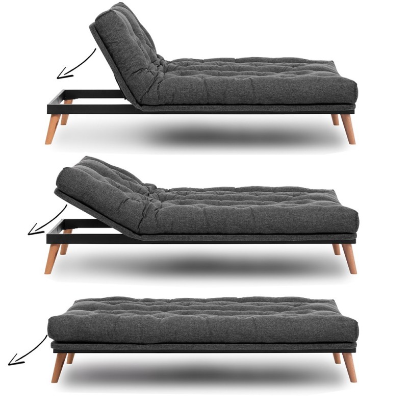 3-Seat Sofa-Bed Saki - Dark Grey Dark Grey