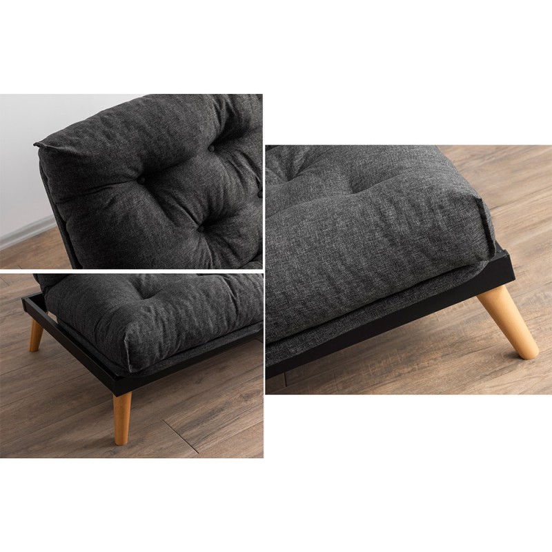 3-Seat Sofa-Bed Saki - Dark Grey Dark Grey