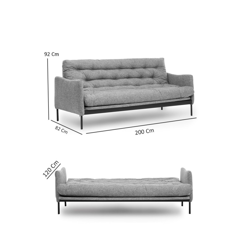 3-Seat Sofa-Bed Renge - Light Grey Light Grey