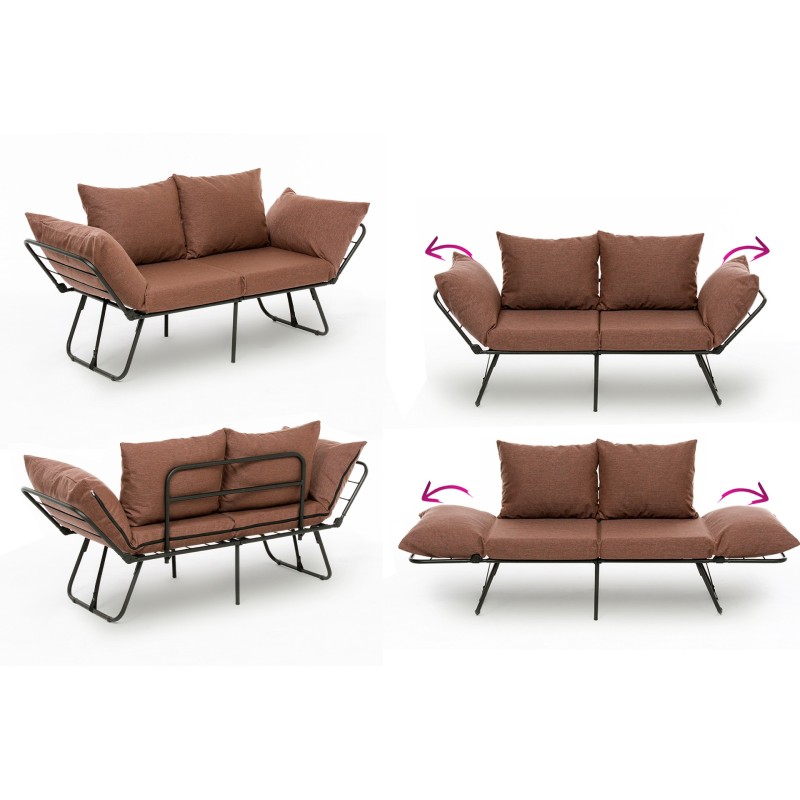 Καναπές Κρεβάτι Διθέσιος - Viper - Χρώμα Ανοιχτό Καφέ - 100x42x40εκ