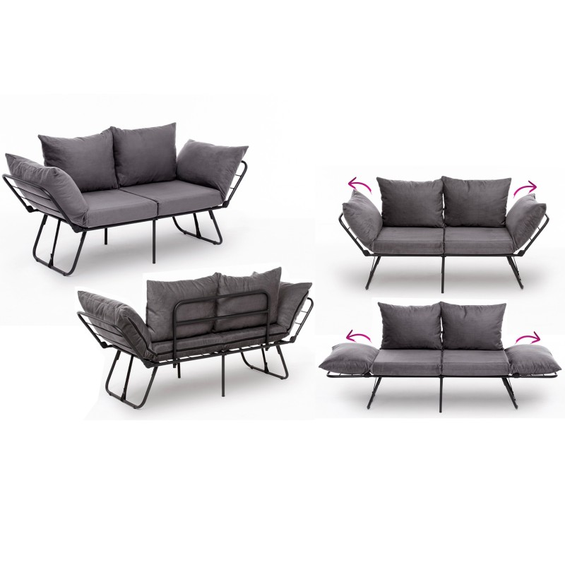 Καναπές Κρεβάτι Διθέσιος - Viper - Χρώμα Γκρι - 100x42x40εκ