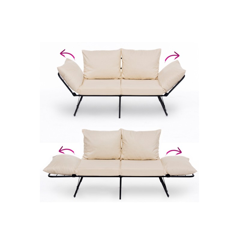 Καναπές Κρεβάτι Διθέσιος - Viper - Χρώμα Ανοιχτό Cream - 100x42x40εκ