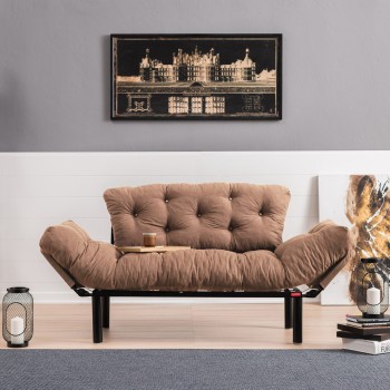 Διθέσιος Καναπές Κρεβάτι - Nitta - Χρώμα Ανοιχτό Καφέ - 155x73x85εκ