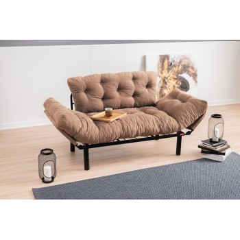 Διθέσιος Καναπές Κρεβάτι - Nitta - Χρώμα Ανοιχτό Καφέ - 155x73x85εκ