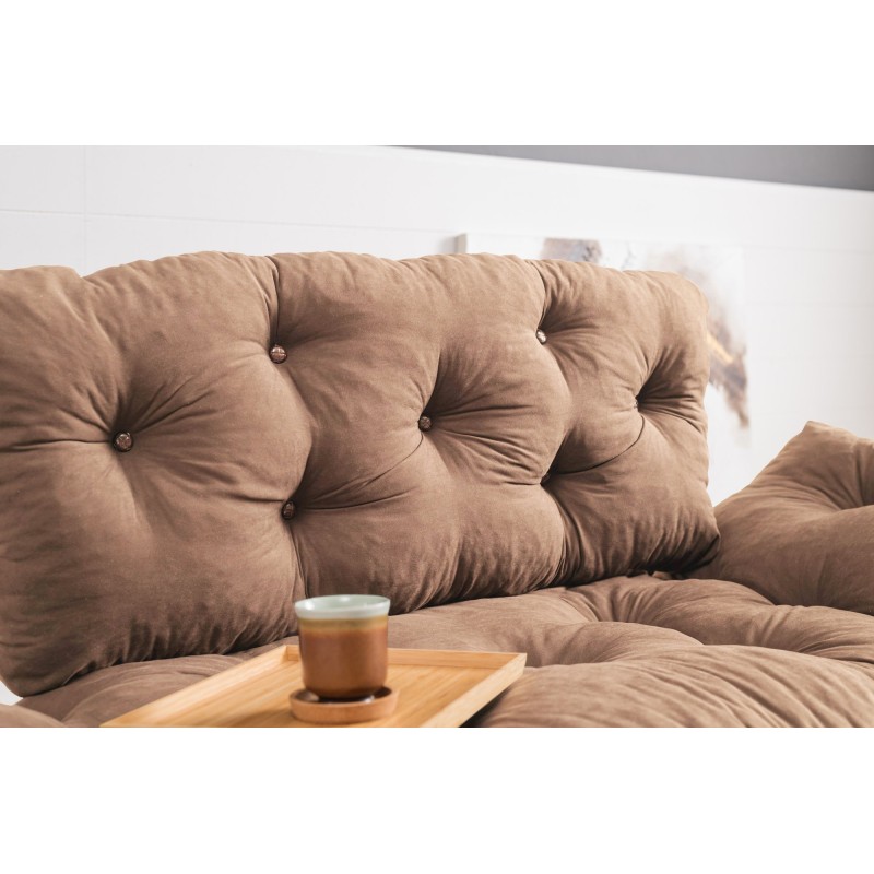 Διθέσιος Καναπές Κρεβάτι - Nitta - Χρώμα Ανοιχτό Καφέ - 155x73x85εκ