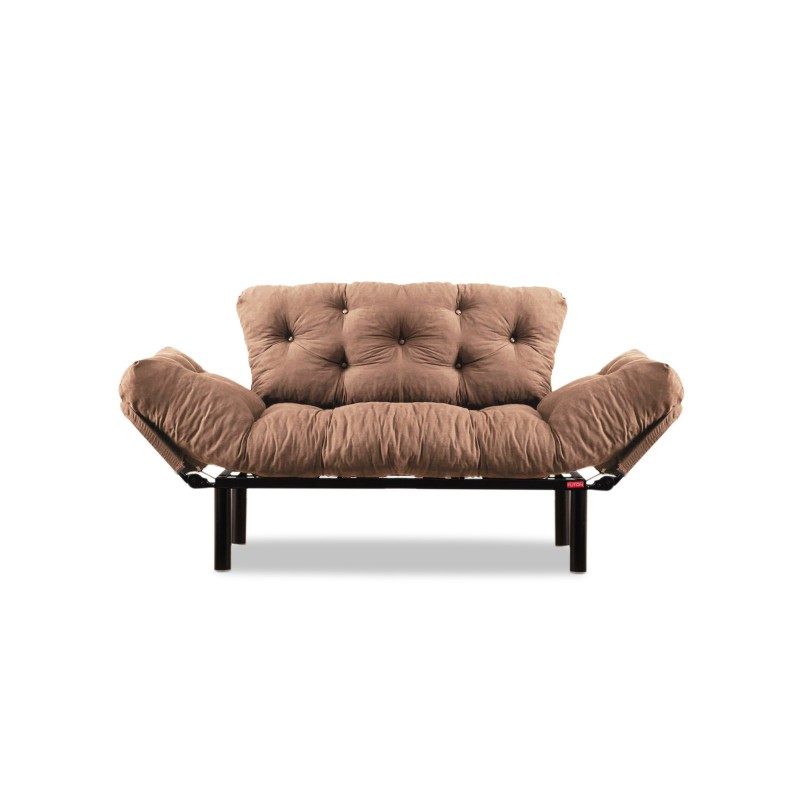 Διθέσιος Καναπές Κρεβάτι - Nitta - Χρώμα Ανοιχτό Καφέ - 155x73x85εκ