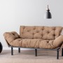 Τριθέσιος Καναπές Κρεβάτι - Nitta Triple - Χρώμα  Ανοιχτό Καφέ - 185x70x85εκ