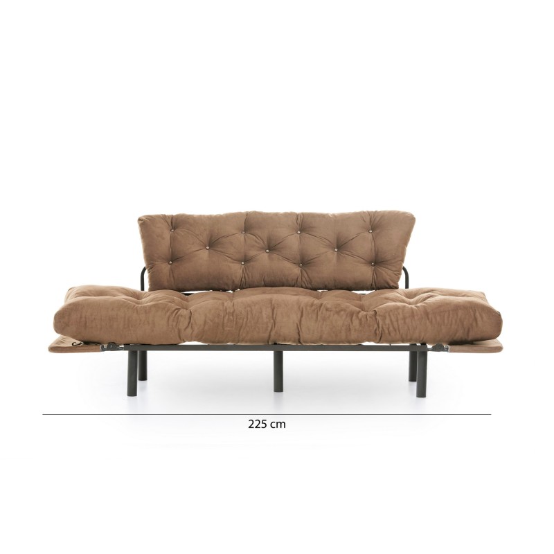 Τριθέσιος Καναπές Κρεβάτι - Nitta Triple - Χρώμα  Ανοιχτό Καφέ - 185x70x85εκ