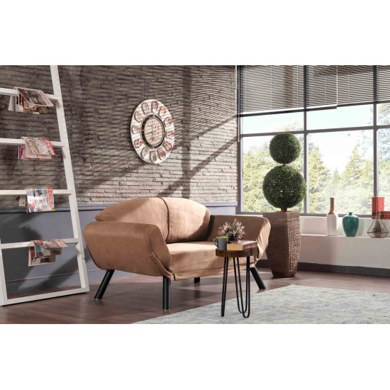 2-Seat Sofa-Bed Genzo - Light Brown Light Brown 2-Seat Sofa-Bed Genzo - Light Brown Light Brown