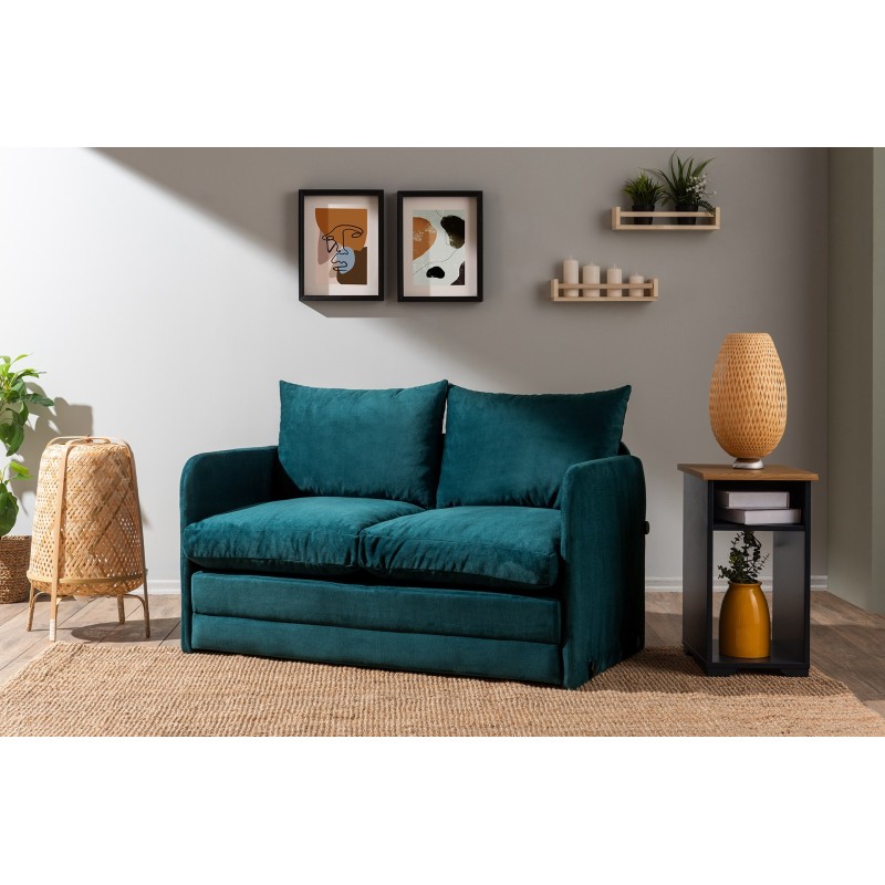 Καναπές Κρεβάτι Διθέσιος - Saga - Χρώμα Πετρόλ - 120x49x46εκ