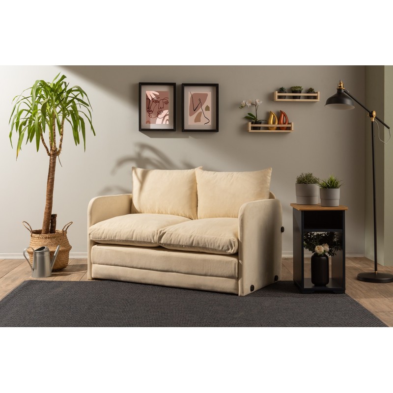 Καναπές Κρεβάτι Διθέσιος - Saga - Χρώμα Cream - 120x49x46εκ