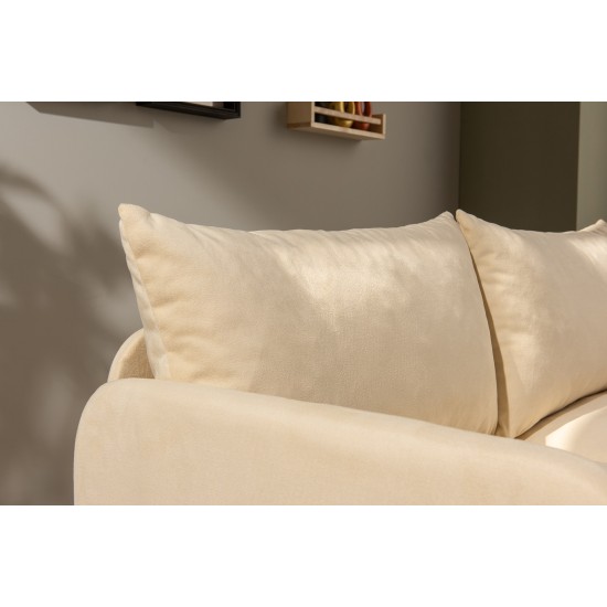 Καναπές Κρεβάτι Διθέσιος - Saga - Χρώμα Cream - 120x49x46εκ