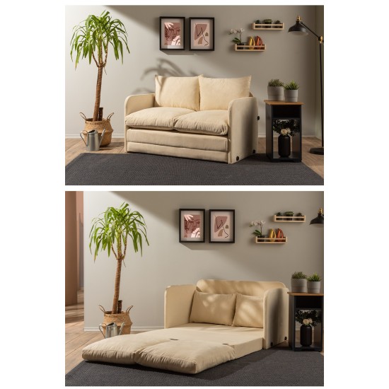 Καναπές Κρεβάτι Διθέσιος - Saga - Χρώμα Cream - 120x49x46εκ