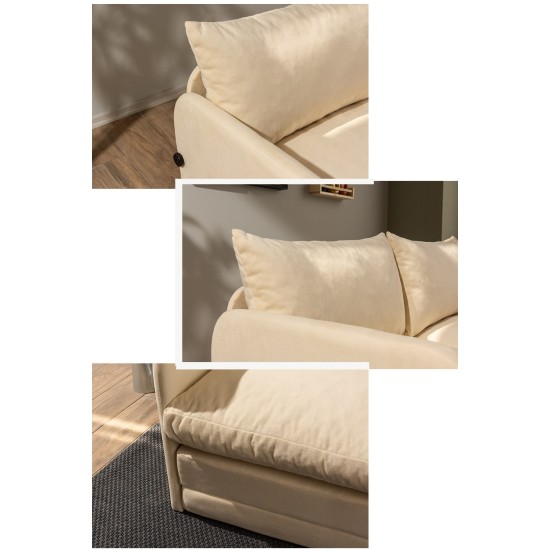 Καναπές Κρεβάτι Διθέσιος - Saga - Χρώμα Cream - 120x49x46εκ