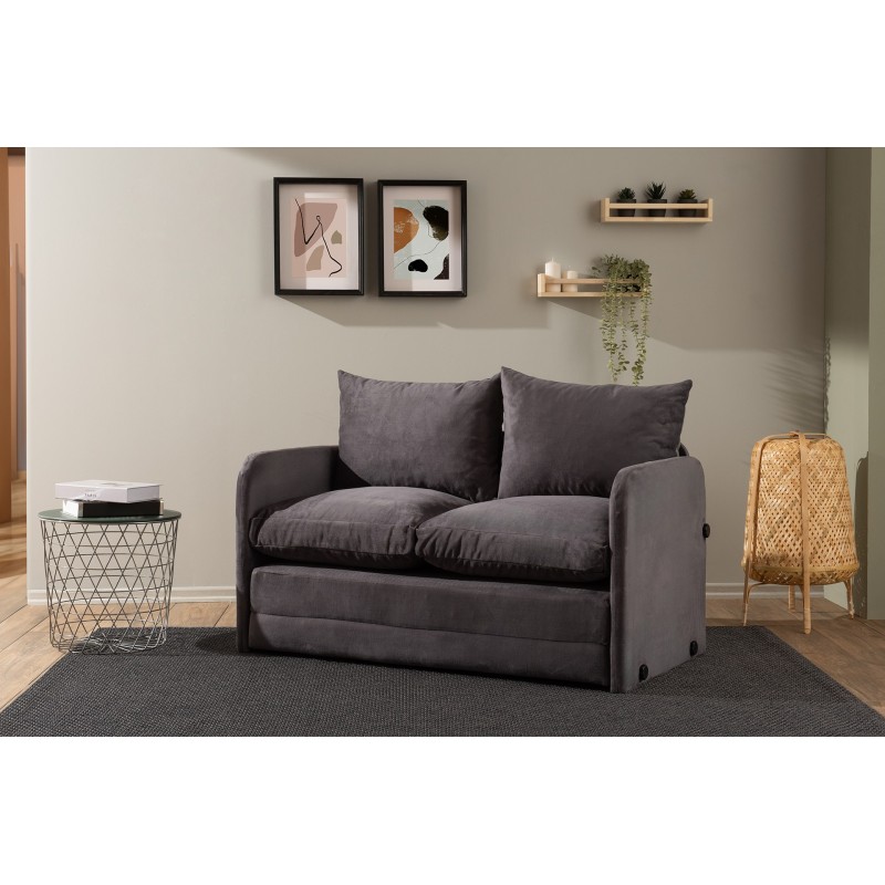 Καναπές Κρεβάτι Διθέσιος - Saga - Χρώμα Γκρι - 120x49x46εκ