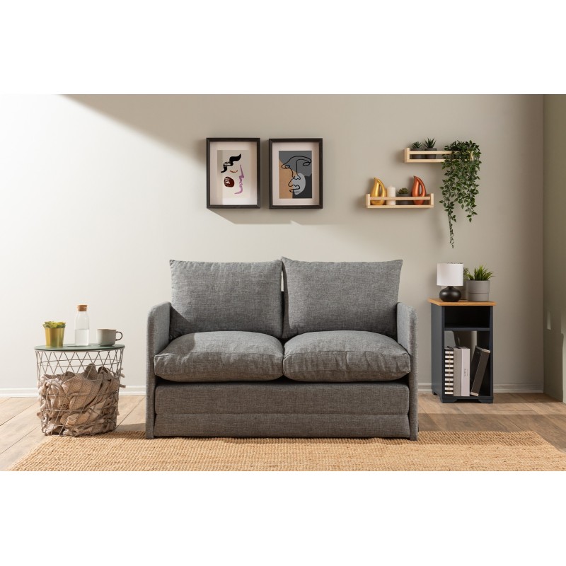Καναπές Κρεβάτι Διθέσιος - Saga - Χρώμα Ανοιχτό Γκρι - 120x49x46εκ