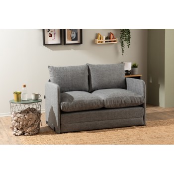 Καναπές Κρεβάτι Διθέσιος - Saga - Χρώμα Ανοιχτό Γκρι - 120x49x46εκ