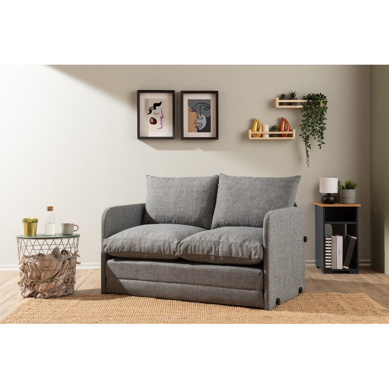 Καναπές Κρεβάτι Διθέσιος - Saga - Χρώμα Ανοιχτό Γκρι - 120x49x46εκ