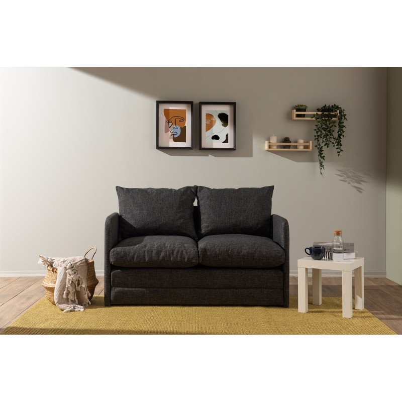 Καναπές Κρεβάτι Διθέσιος - Saga - Χρώμα Σκούρο Γκρι - 120x49x46εκ