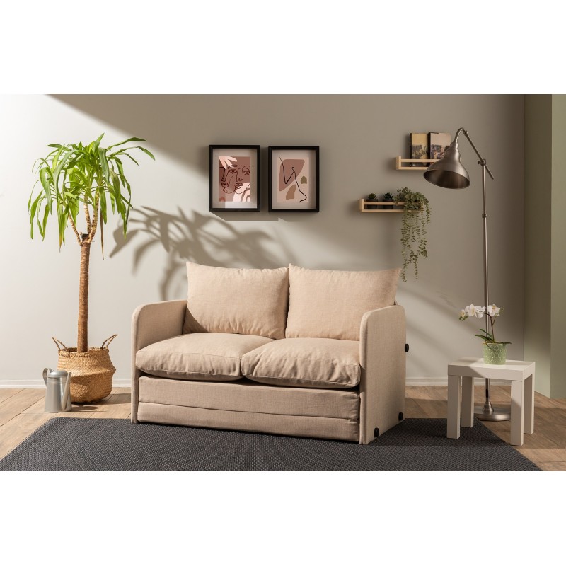 Καναπές Κρεβάτι Διθέσιος - Saga - Χρώμα Μπεζ - 120x49x46εκ