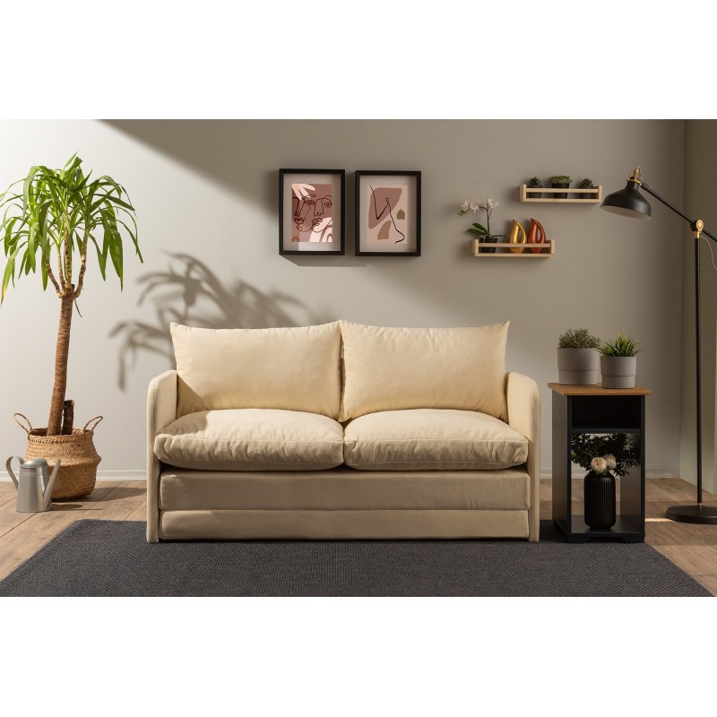 Καναπές Κρεβάτι Διθέσιος - Saga XL - Χρώμα Cream- 140x49x46εκ