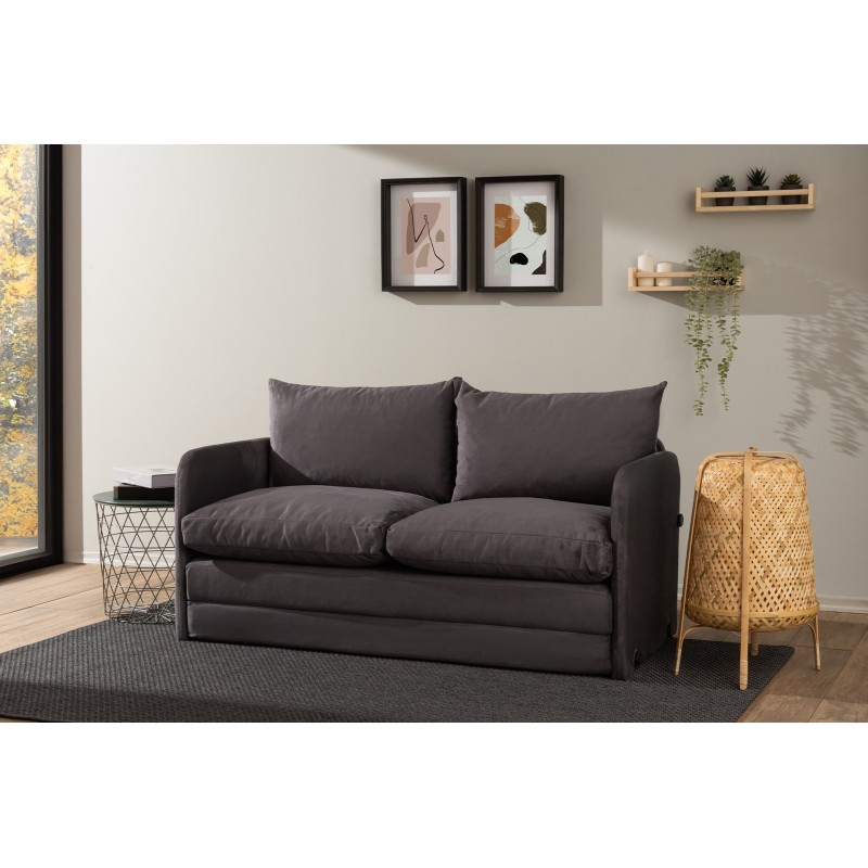 Καναπές Κρεβάτι Διθέσιος - Saga XL - Χρώμα Γκρι - 140x49x46εκ