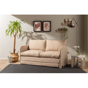 Καναπές Κρεβάτι Διθέσιος - Saga XL - Χρώμα Μπεζ - 140x49x46εκ