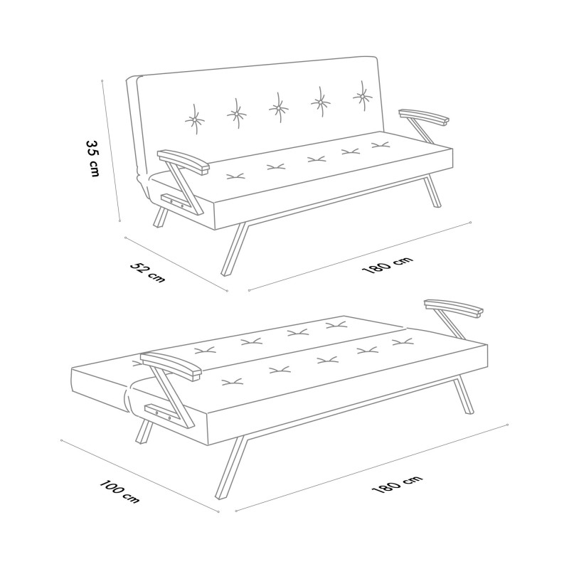 3-Seat Sofa-Bed Zven - Dark Grey Dark Grey