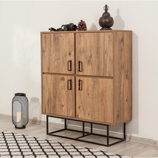 Μπουφές Παπουτσοθήκη Quantum Solo 93x36x115εκ - Χρώμα Atlantic Πεύκο Μαύρο