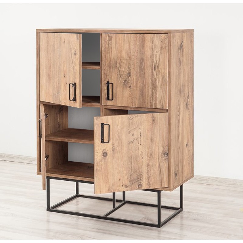 Μπουφές Παπουτσοθήκη Quantum Solo 93x36x115εκ - Χρώμα Atlantic Πεύκο Μαύρο