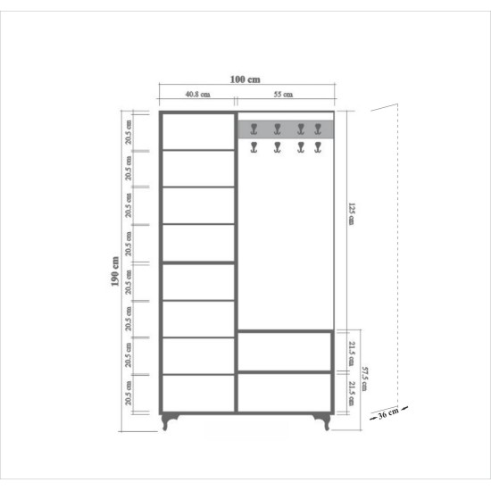 Hall Stand İnci-200 Sonoma Oak