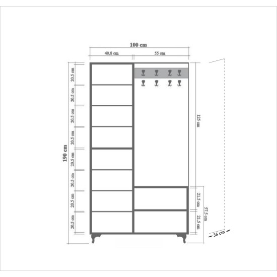 Hall Stand İnci-729 Sonoma Oak