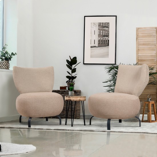 Wing Chair Set Loly Set - Cream Cream