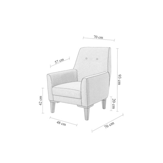Wing Chair Vina - Grey, Walnut Grey
Walnut
