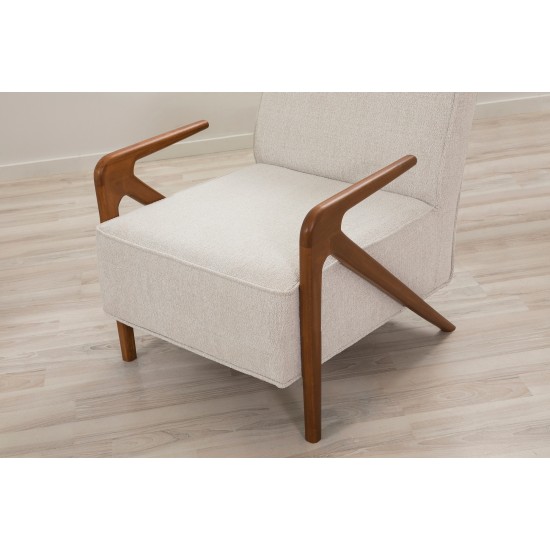 Wing Chair Larus Wood Berjer - Walnut, Cream Walnut
Cream
