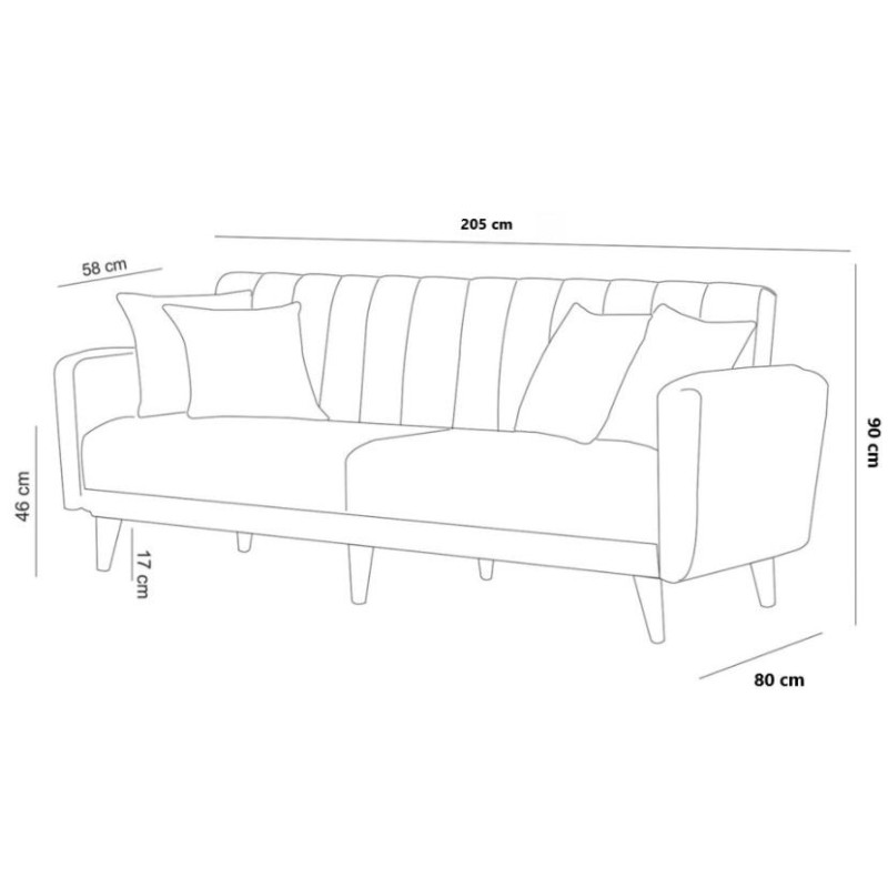 Atelier del Sofa 3-Seat Sofa-Bed Aqua - Dark Blue Dark Blue