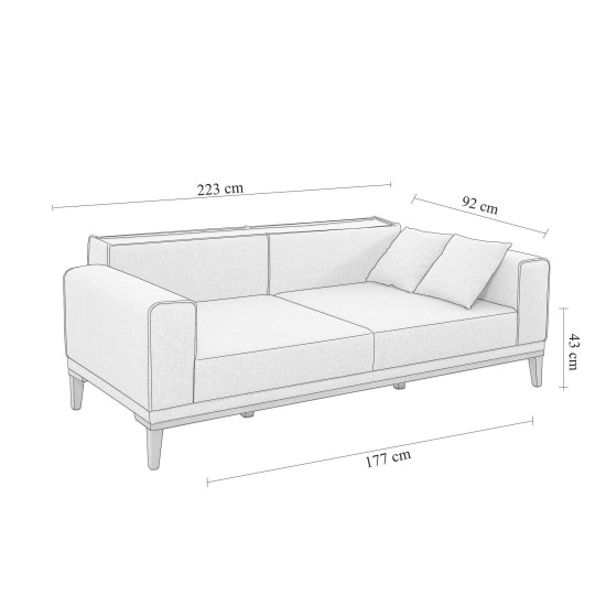 Atelier del Sofa 3-Seat Sofa-Bed Liones 3 - Grey Grey