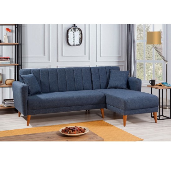 Corner Sofa-Bed Aqua Corner Right - Dark Blue Dark Blue Atelier del Sofa Corner Sofa-Bed Aqua Corner Right - Dark Blue Dark Blue