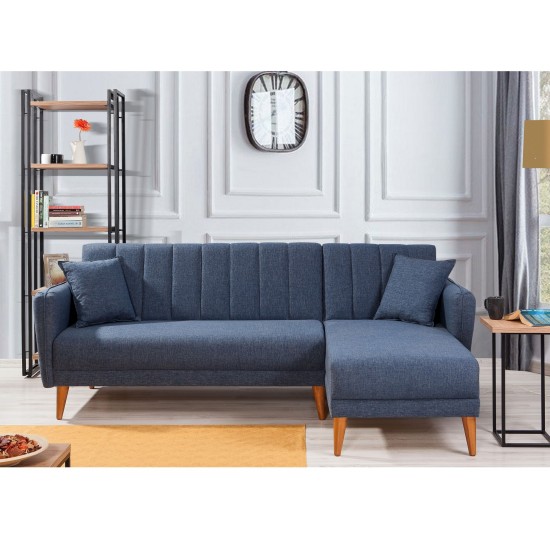 Corner Sofa-Bed Aqua Corner Right - Dark Blue Dark Blue Atelier del Sofa Corner Sofa-Bed Aqua Corner Right - Dark Blue Dark Blue