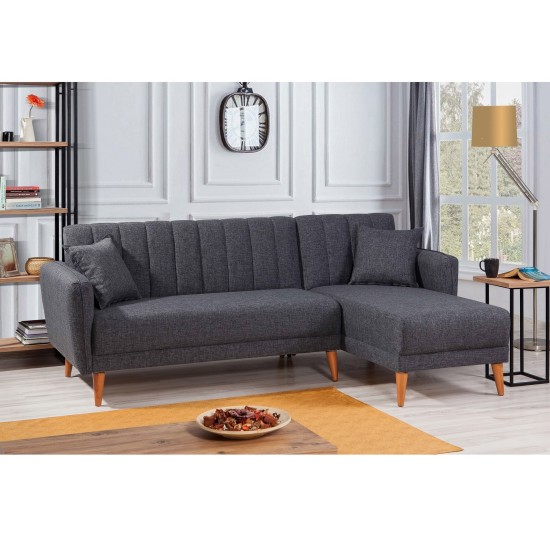 Atelier del Sofa Corner Sofa-Bed Aqua Coner Right - Dark Grey Dark Grey