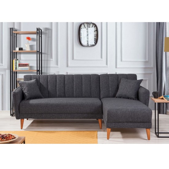 Atelier del Sofa Corner Sofa-Bed Aqua Coner Right - Dark Grey Dark Grey