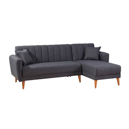 Atelier del Sofa Corner Sofa-Bed Aqua Coner Right - Dark Grey Dark Grey