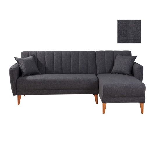 Atelier del Sofa Corner Sofa-Bed Aqua Coner Right - Dark Grey Dark Grey