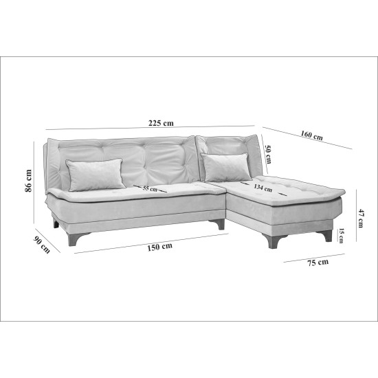 Corner Sofa-Bed Kelebek Corner Right - Sea Green Sea Green Atelier del Sofa Corner Sofa-Bed Kelebek Corner Right - Sea Green Sea Green