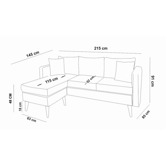 Atelier del Sofa Corner Sofa Sofia Corner Left - Dark Blue Dark Blue