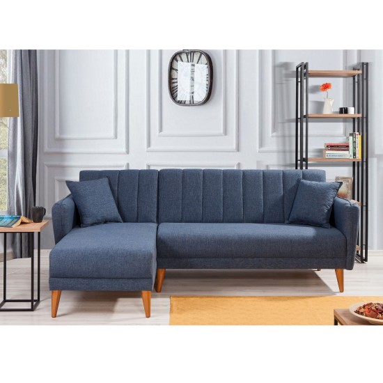 Corner Sofa-Bed Aqua Corner Left - Dark Blue Dark Blue Atelier del Sofa Corner Sofa-Bed Aqua Corner Left - Dark Blue Dark Blue